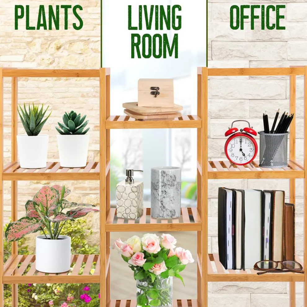 9 Tier Bamboo Plant Stand - Space-Saving, Durable, Water-Resistant