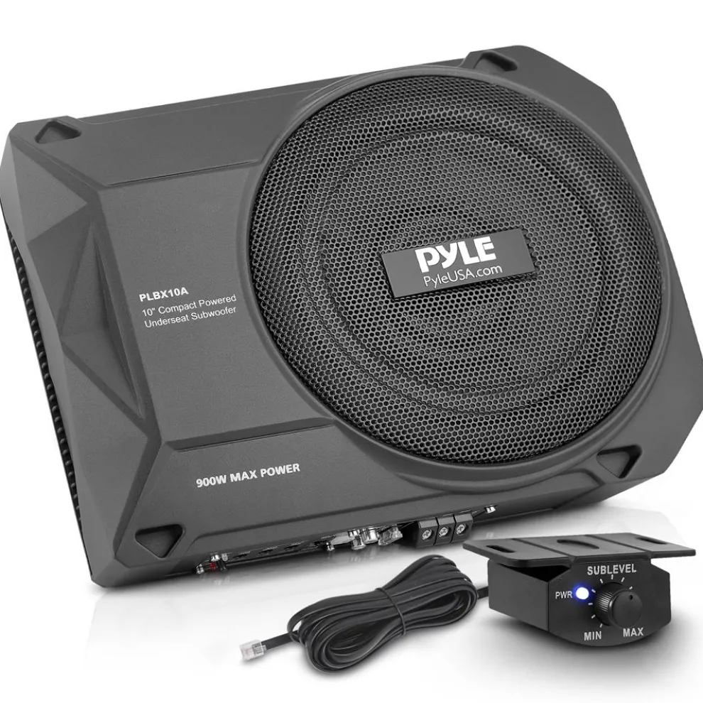 10" 900W Low-Profile Car Subwoofer System, Slim Design, Underseat Install