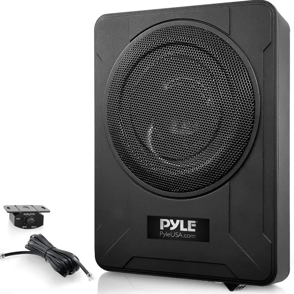 8" 600W Slim Car Subwoofer System - Built-in Amp, Underseat Install