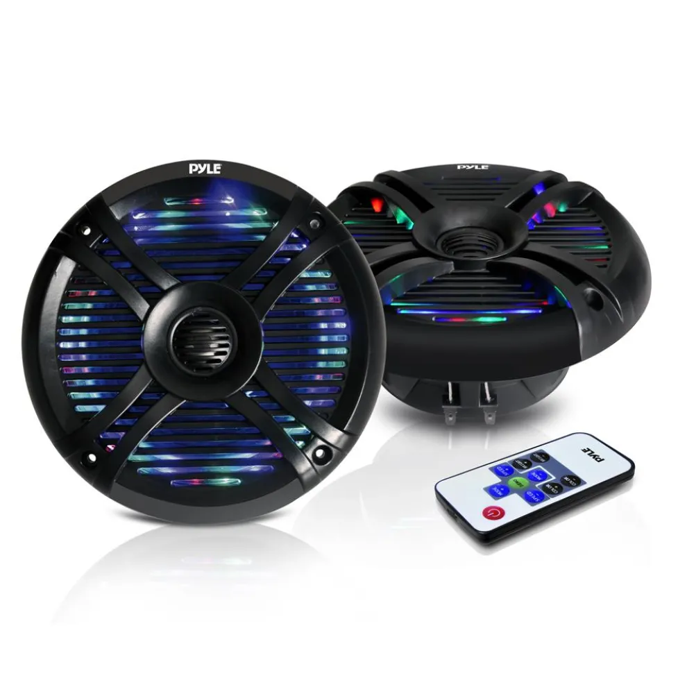 6.5" Waterproof Marine Speakers 250W LED Lights Polypropylene Cones