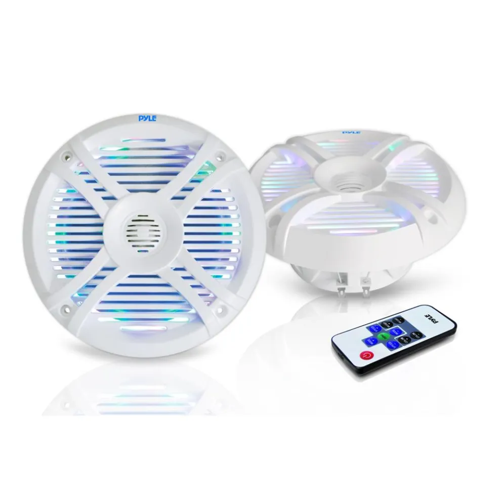 6.5" Waterproof Marine Speakers 250W LED Lights White