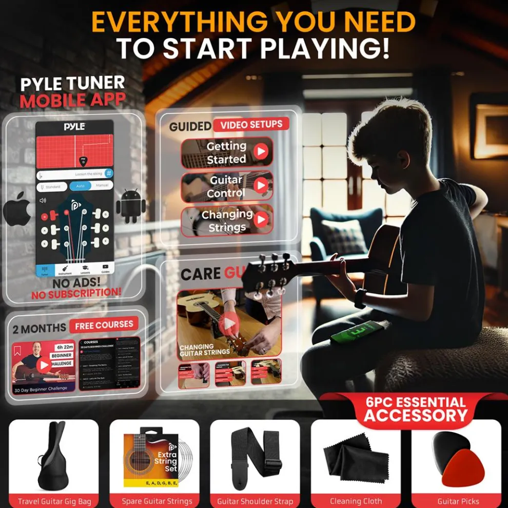 Acoustic Guitar Kit, Easy Play, Cutaway Design, 41