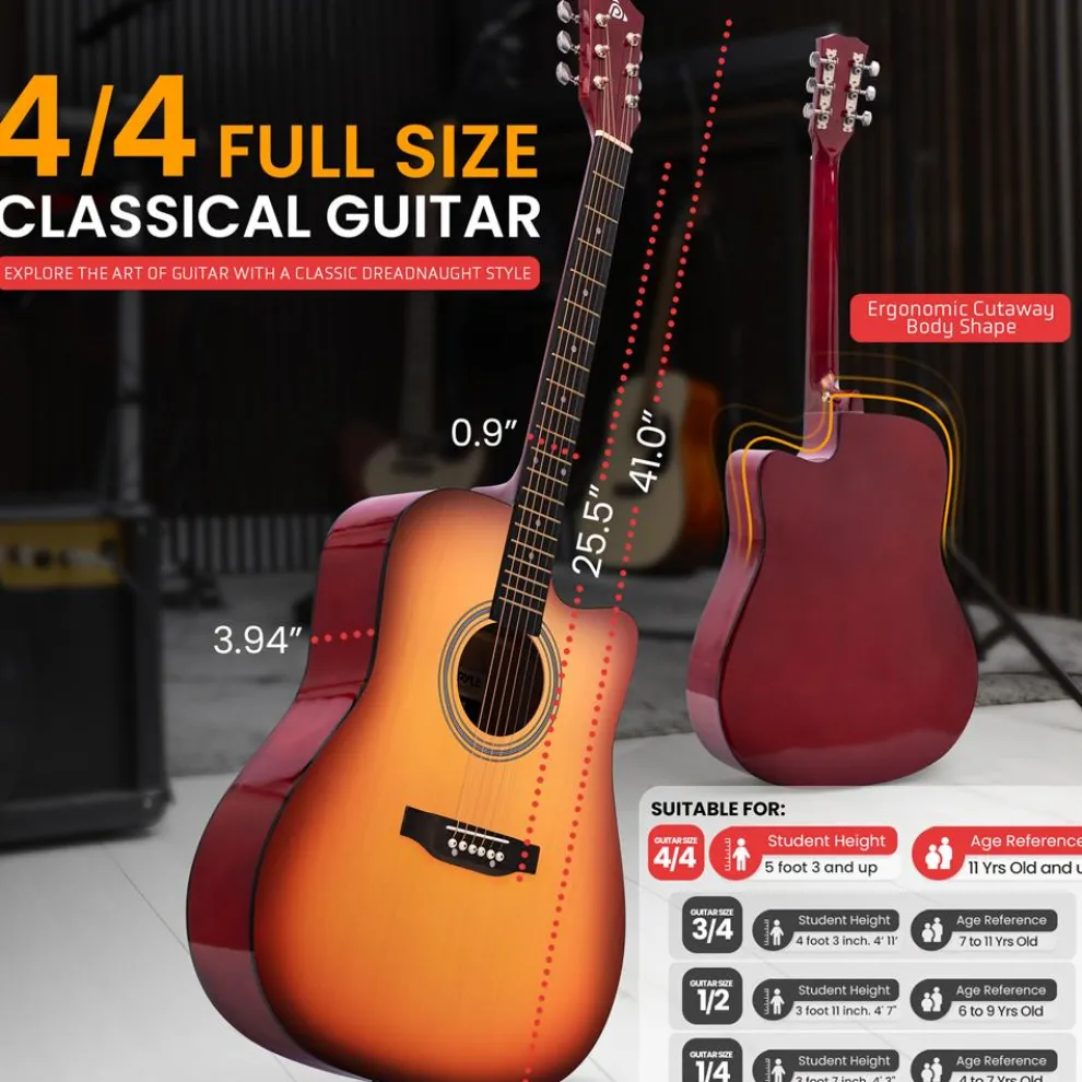 Acoustic Guitar Kit, Easy Play, Cutaway Design, 41