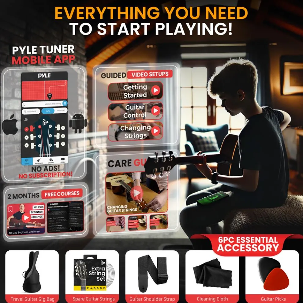 Acoustic Guitar Kit, Perfect for Beginners, 30