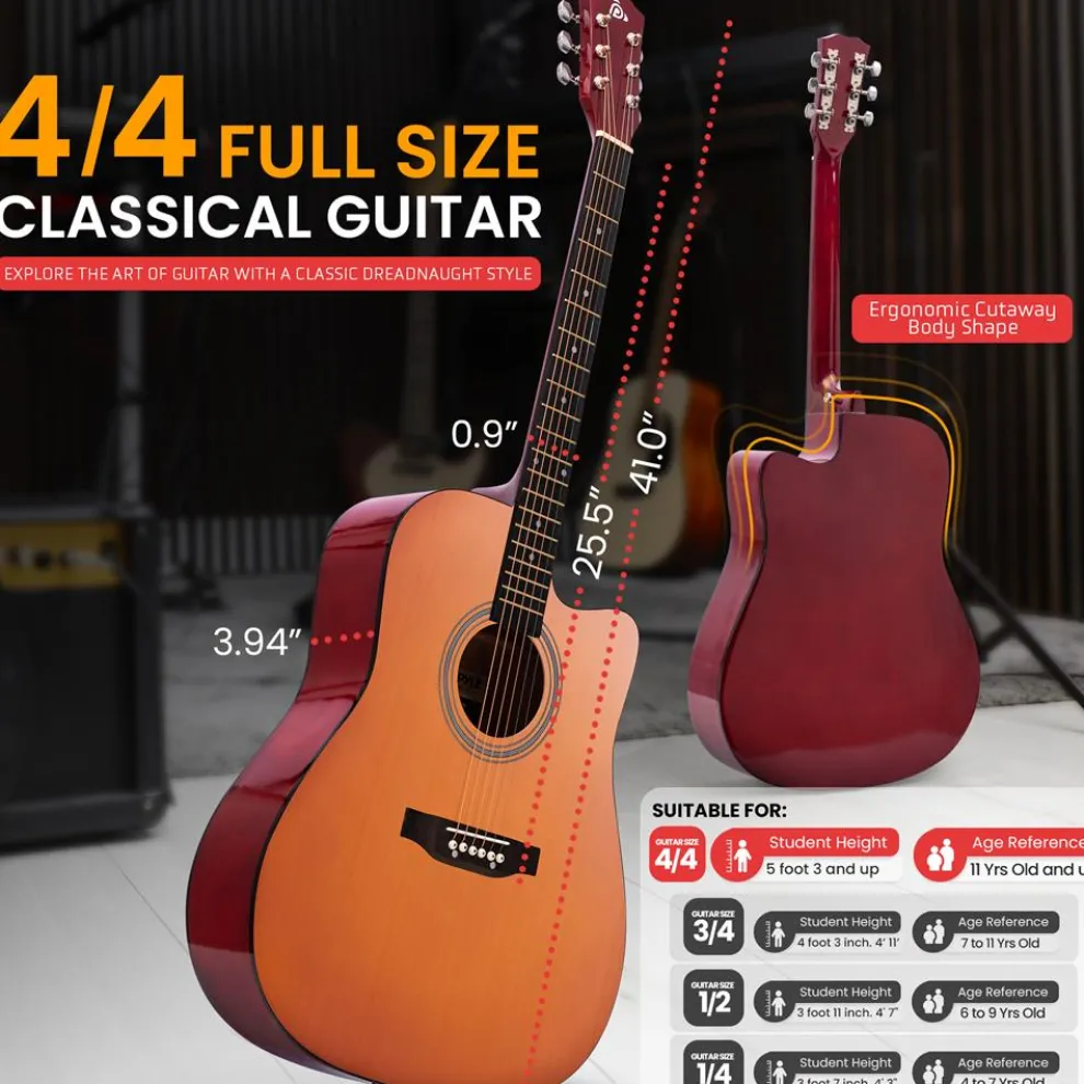 Acoustic Guitar Kit, Easy Play, Cutaway Design, 41