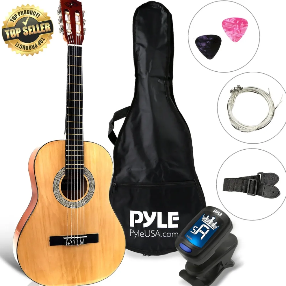 Acoustic Guitar Kit, Beginner 3/4 Size, All Wood, 36" Natural Ash