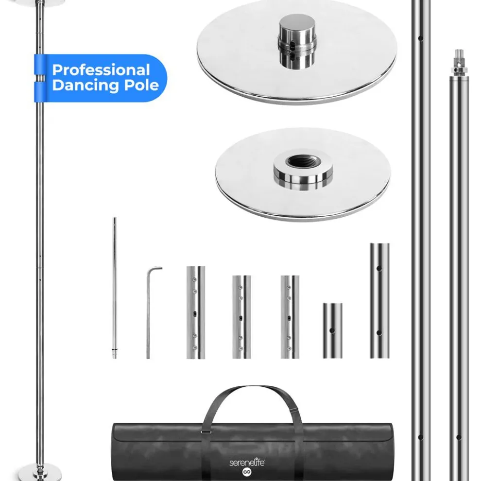 Adjustable Non-Slip Dancing Pole Set, Steel, Chrome Finish