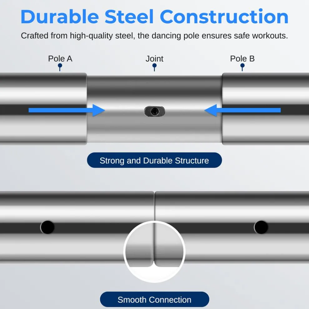 Adjustable Non-Slip Dancing Pole Set, Steel, Chrome Finish