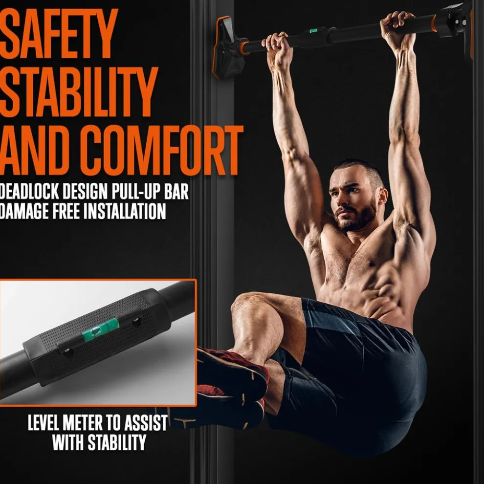 Adjustable Pull-Up Bar, No-Screw, Steel, Non-Slip, 43-62