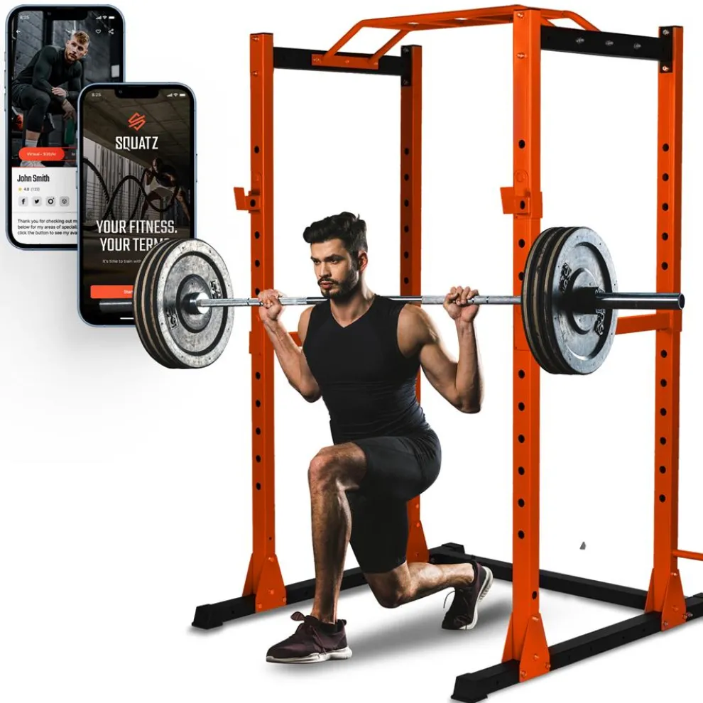 Adjustable Squat Rack Stand, 1000lb Capacity, Heavy Duty Steel, Rust Resistant