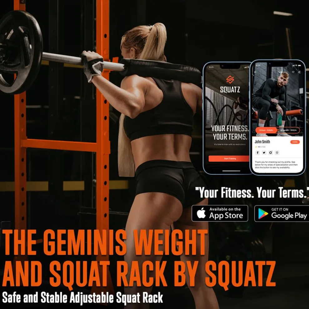 Adjustable Squat Rack Stand, 1000lb Capacity, Heavy Duty Steel, Rust Resistant