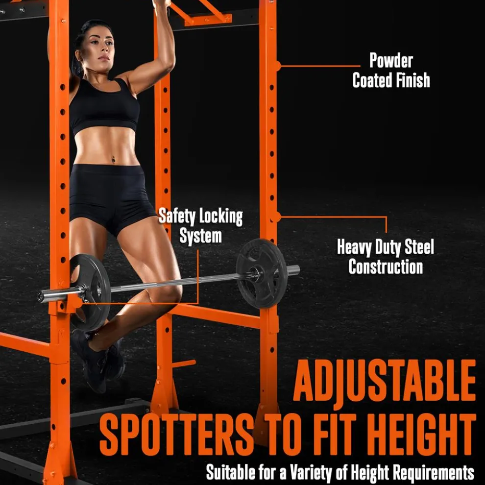 Adjustable Squat Rack Stand, 1000lb Capacity, Heavy Duty Steel, Rust Resistant