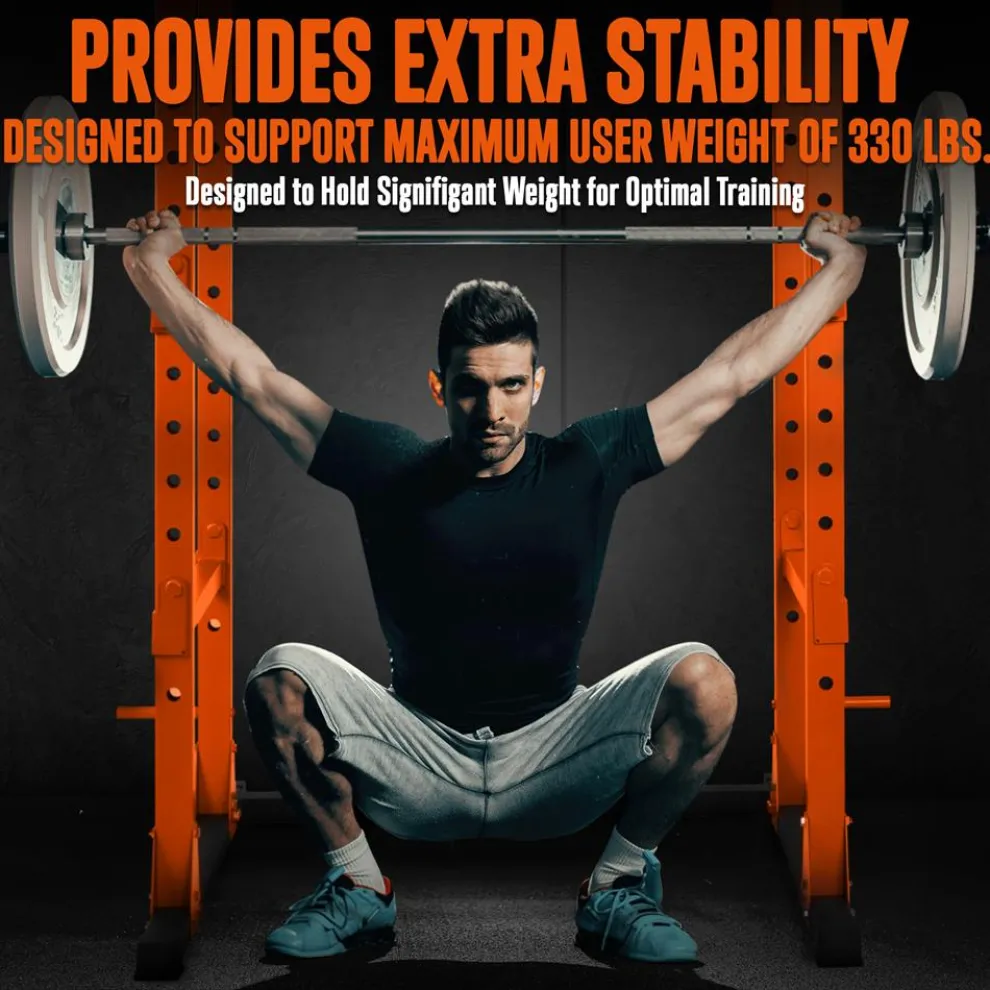 Adjustable Squat Rack Stand, 1000lb Capacity, Heavy Duty Steel, Rust Resistant