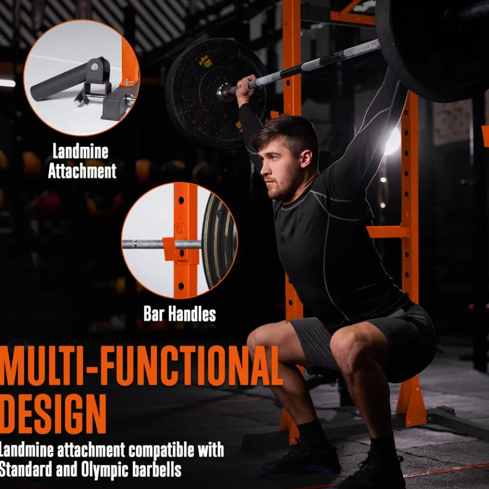 Adjustable Squat Rack Stand, 1000lb Capacity, Heavy Duty Steel, Rust Resistant