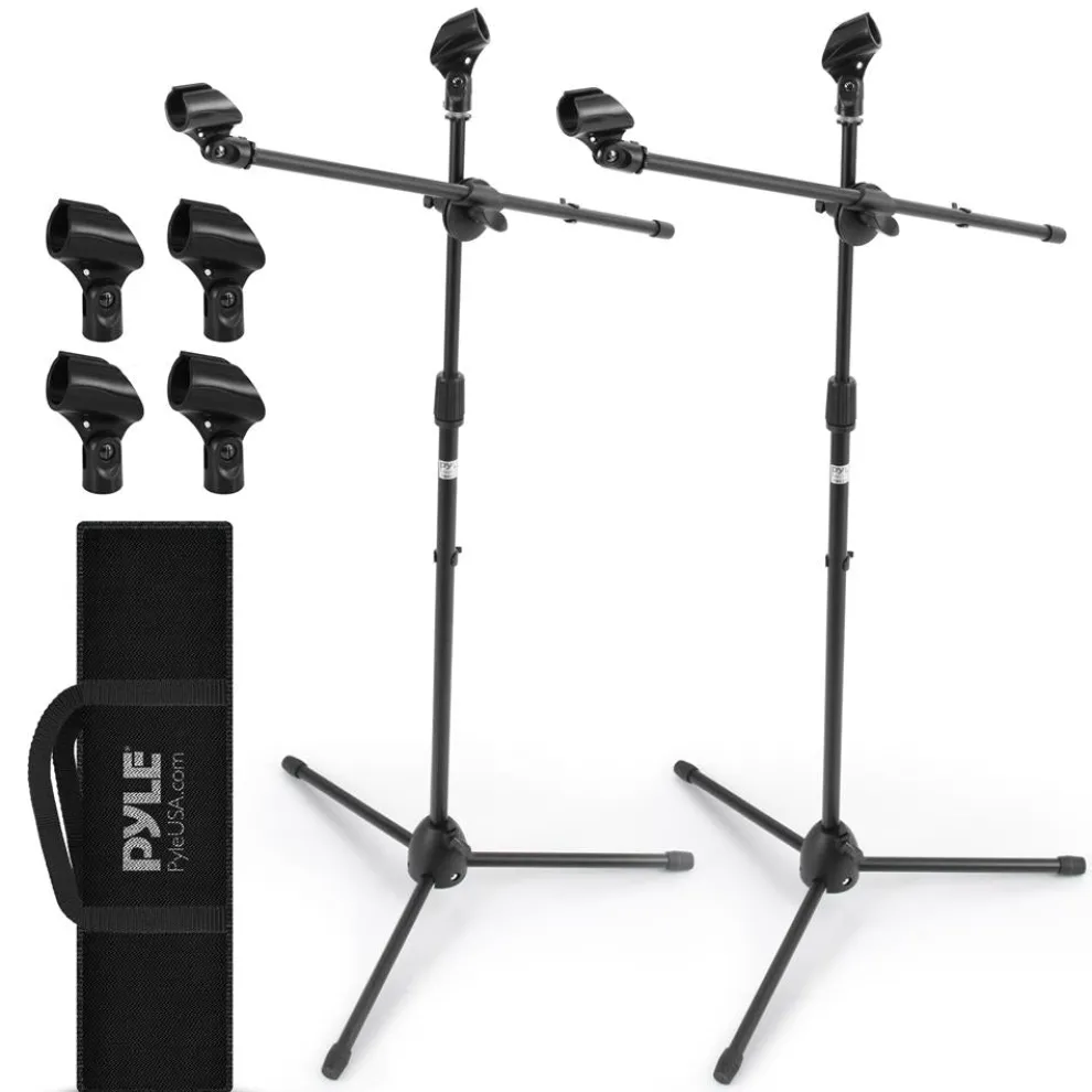 Adjustable Tripod Mic Stand Pair - Lightweight, Durable, 27.5-52" Height