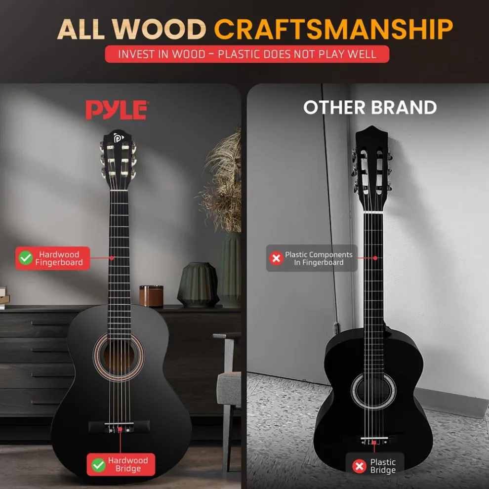 Beginner Acoustic Guitar Kit, Warm Sound, Nylon Strings, 36