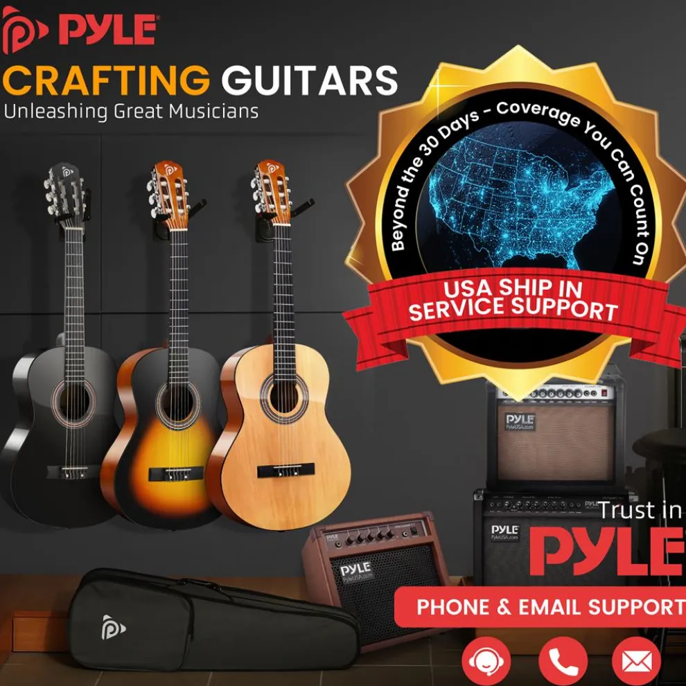 Beginner Acoustic Guitar Kit, Warm Sound, Nylon Strings, 36