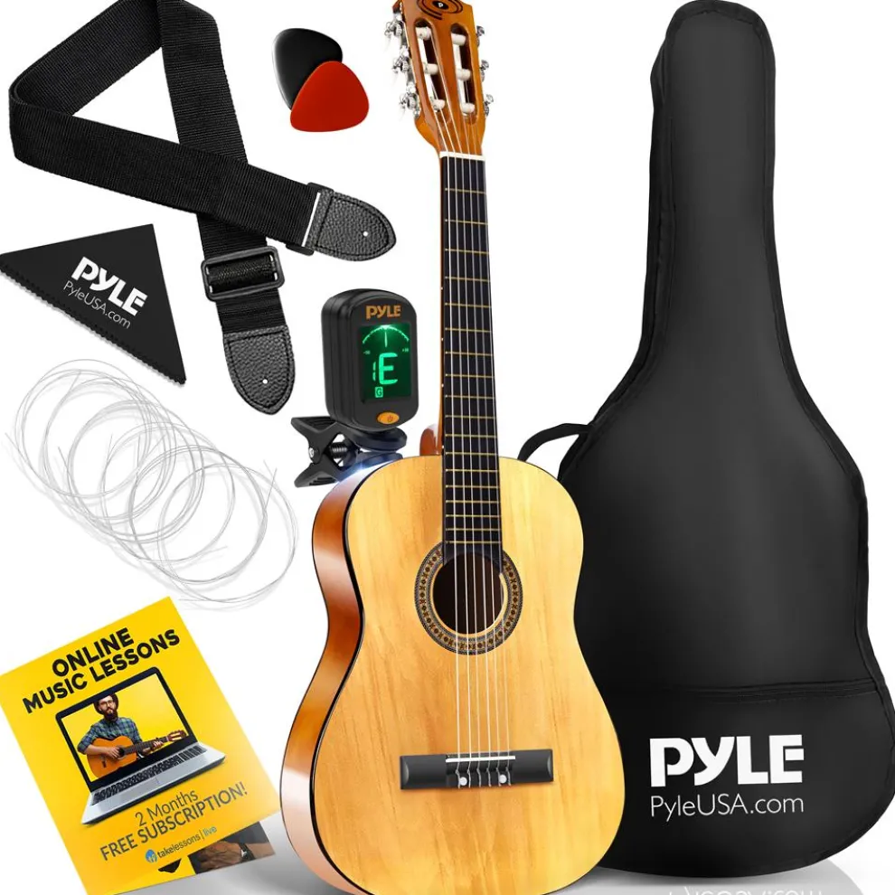 Beginner 6-String Acoustic Guitar Kit, Junior Size, Gloss Finish, Natural
