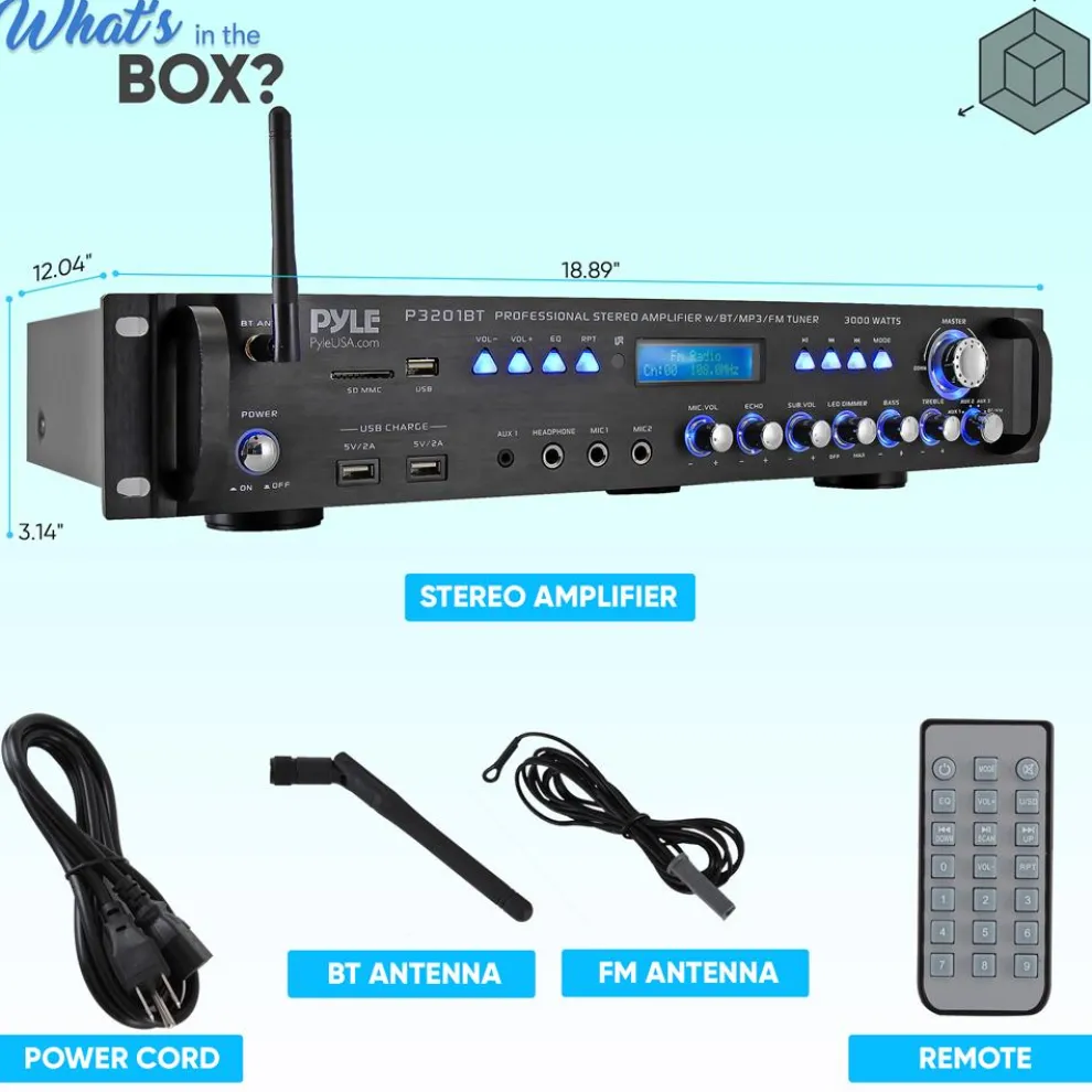 Bluetooth Amplifier Receiver 3000W Wireless Streaming Multi-Channel Audio