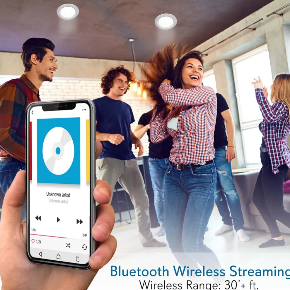 Bluetooth Ceiling Speakers 160W LED Lights Aluminum Frame