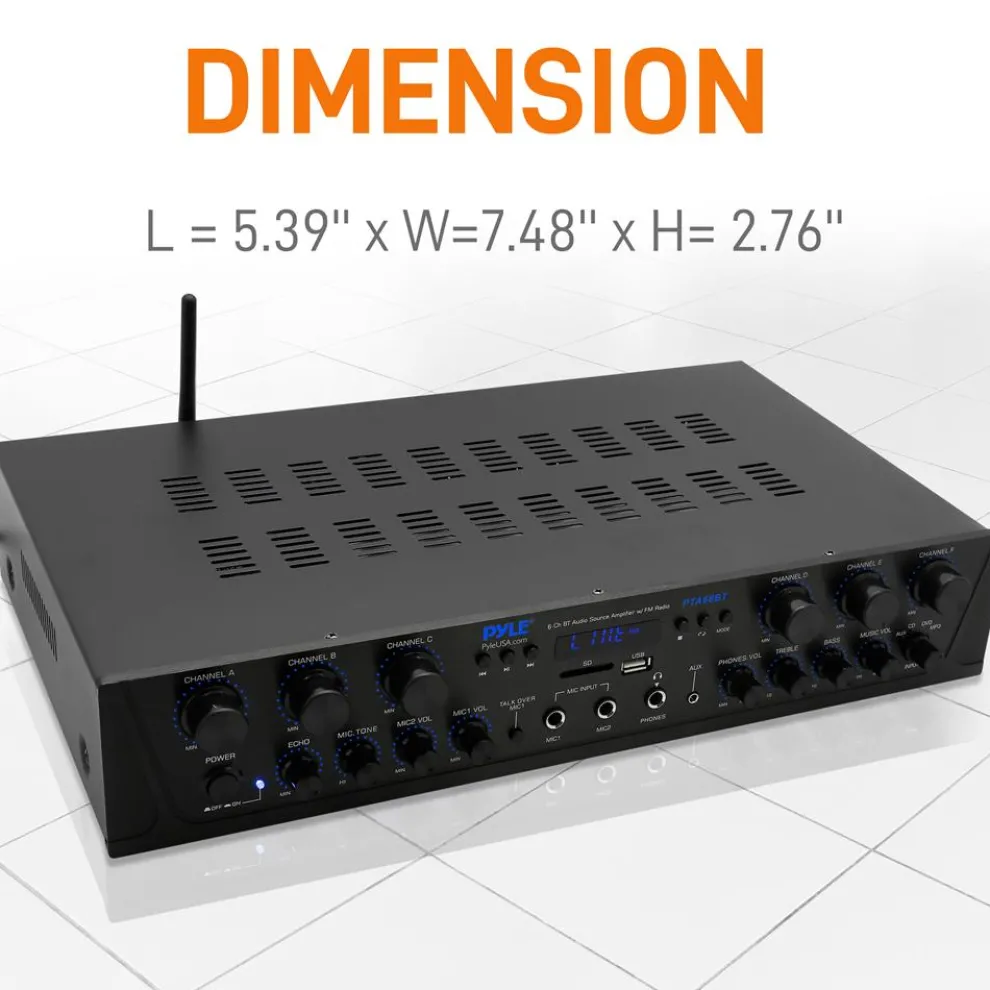 Bluetooth 6-Channel Amplifier with Radio and USB