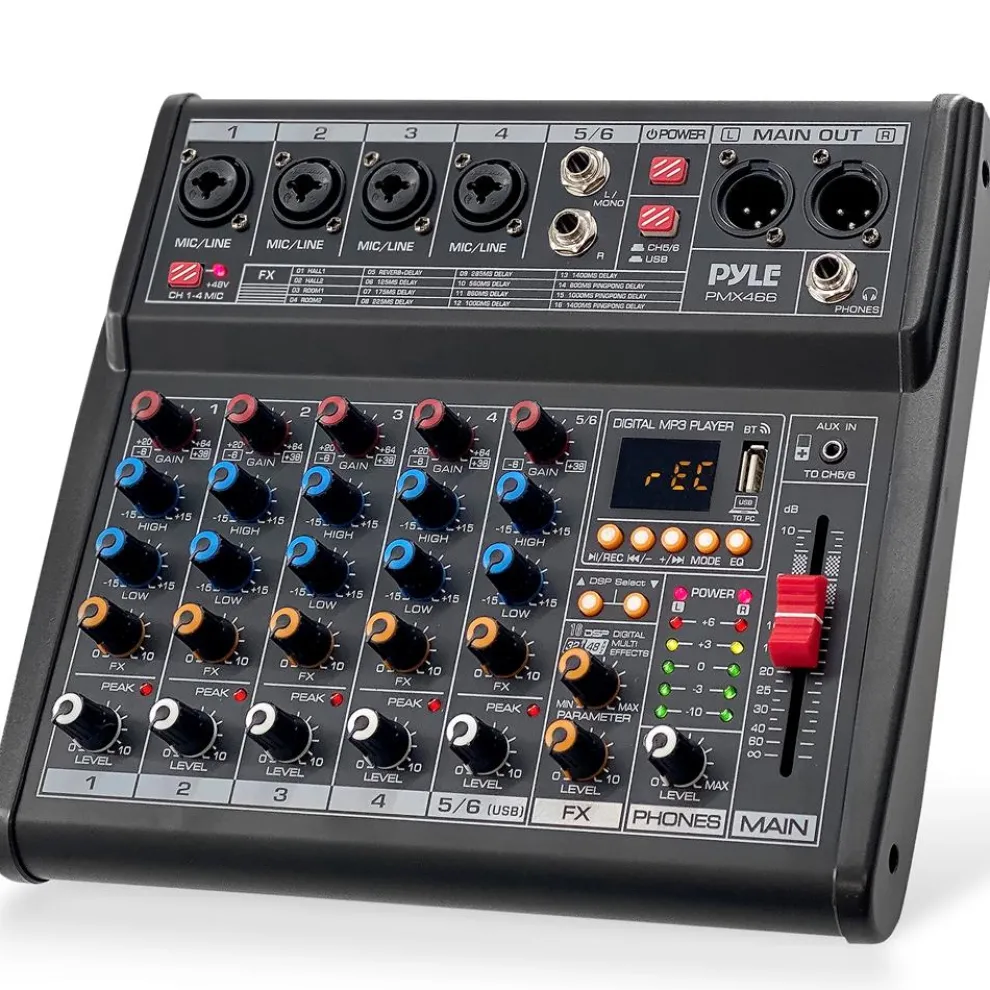 Bluetooth DJ Mixer 6-Channel USB Interface 16 DSP Effects