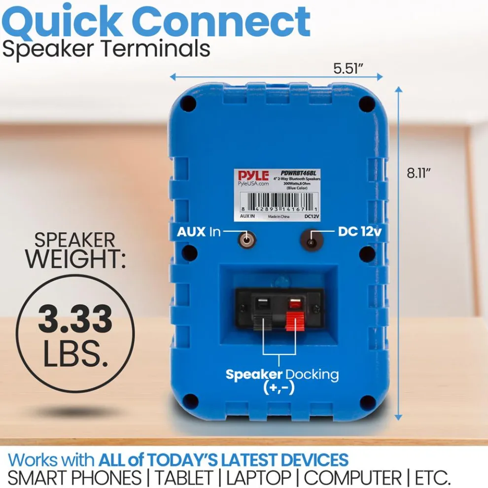 Bluetooth Indoor/Outdoor Speakers 300W Waterproof 4