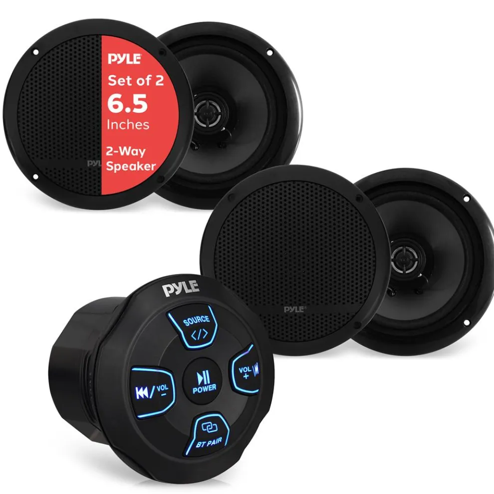 Bluetooth Marine Speaker System 240W Waterproof 6.5" Dual Cone White