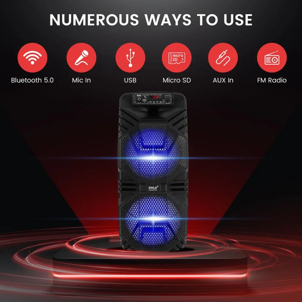 Bluetooth PA Speaker 600W Rechargeable Dual 8