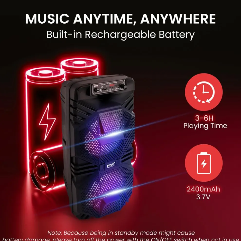 Bluetooth PA Speaker 600W Rechargeable Dual 8