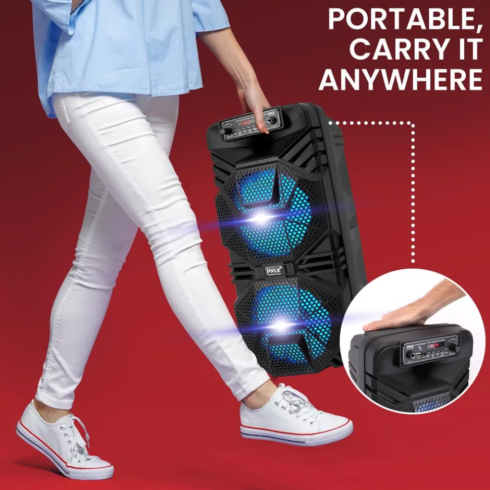 Bluetooth PA Speaker 600W Rechargeable Dual 8