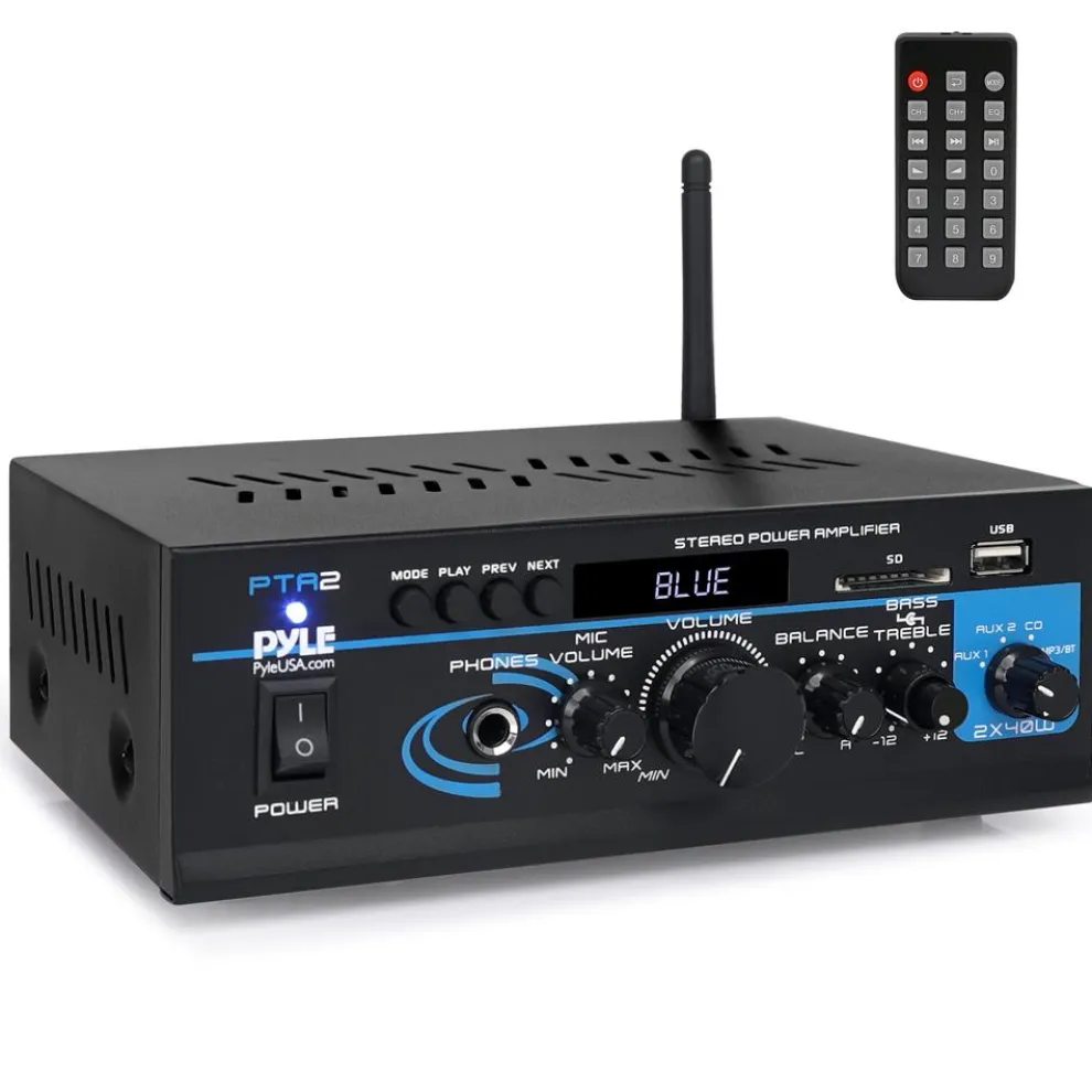 Bluetooth Stereo Amplifier 2x40W USB/SD/FM/AUX Inputs, Remote Control