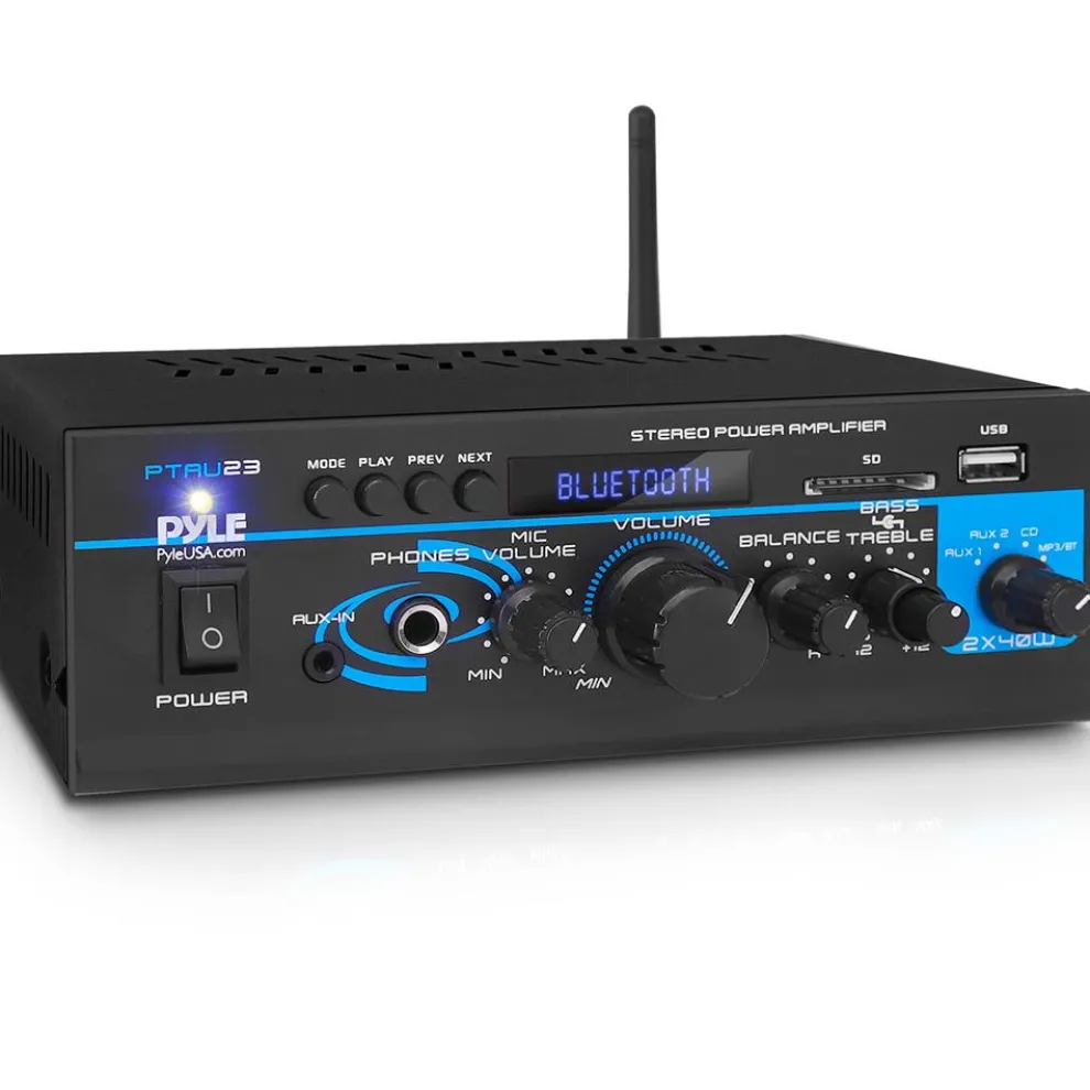 Bluetooth Stereo Amplifier 2x40W Wireless Streaming USB/AUX Inputs