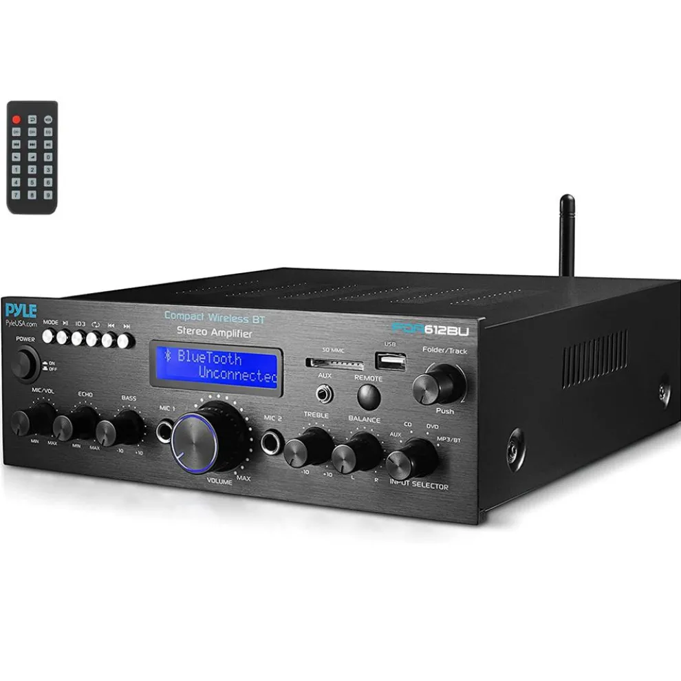 Bluetooth Stereo Amplifier 200W Power FM Radio LCD Display