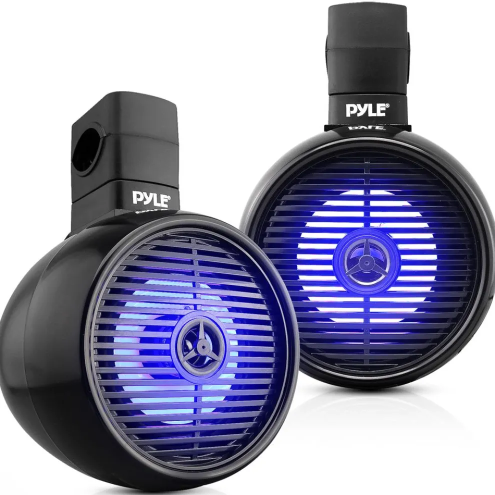 Bluetooth Waterproof Marine Speakers 300W LED 8" 2-Way System