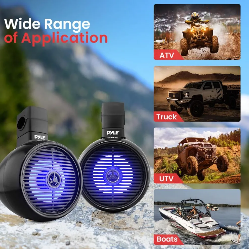 Bluetooth Waterproof Marine Speakers 300W LED 8