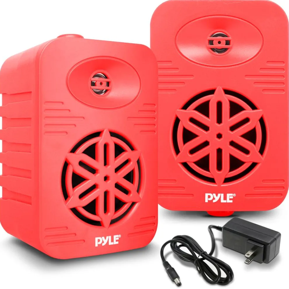 Bluetooth Waterproof Speakers - 300W 4" 2-Way Polymer Tweeter (Red)
