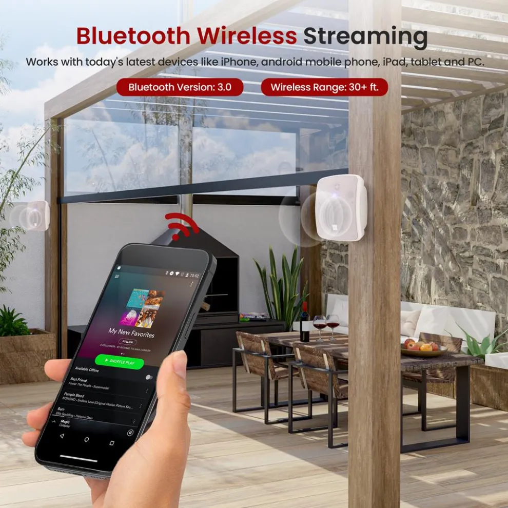 Bluetooth Waterproof Speakers 600W Marine Grade White