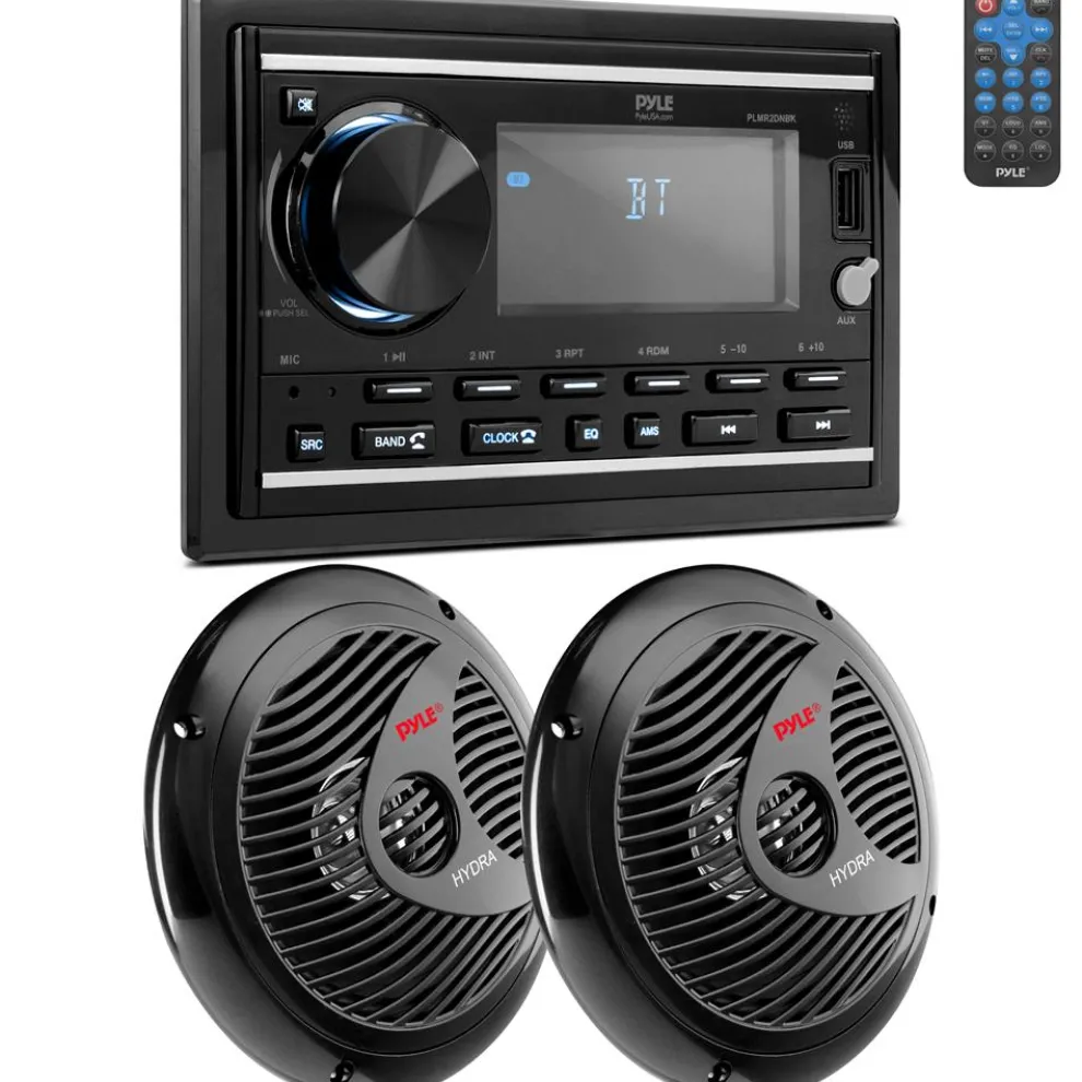 Boat Bluetooth Marine Stereo - Hands-Free Calling, Double DIN, LCD Display