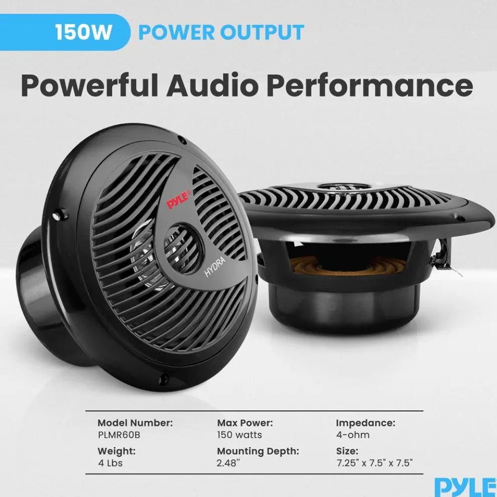 Boat Bluetooth Marine Stereo - Hands-Free Calling, Double DIN, LCD Display