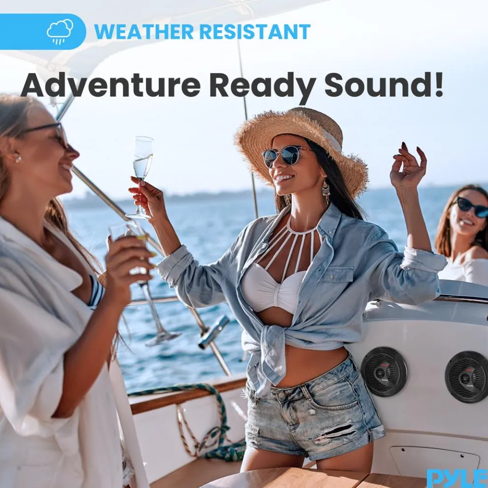 Boat Bluetooth Marine Stereo - Hands-Free Calling, Double DIN, LCD Display