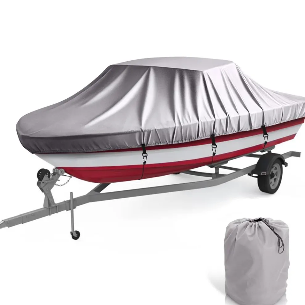 Boat Cover Waterproof Marine Polyester 21-24 ft Pontoon Gray