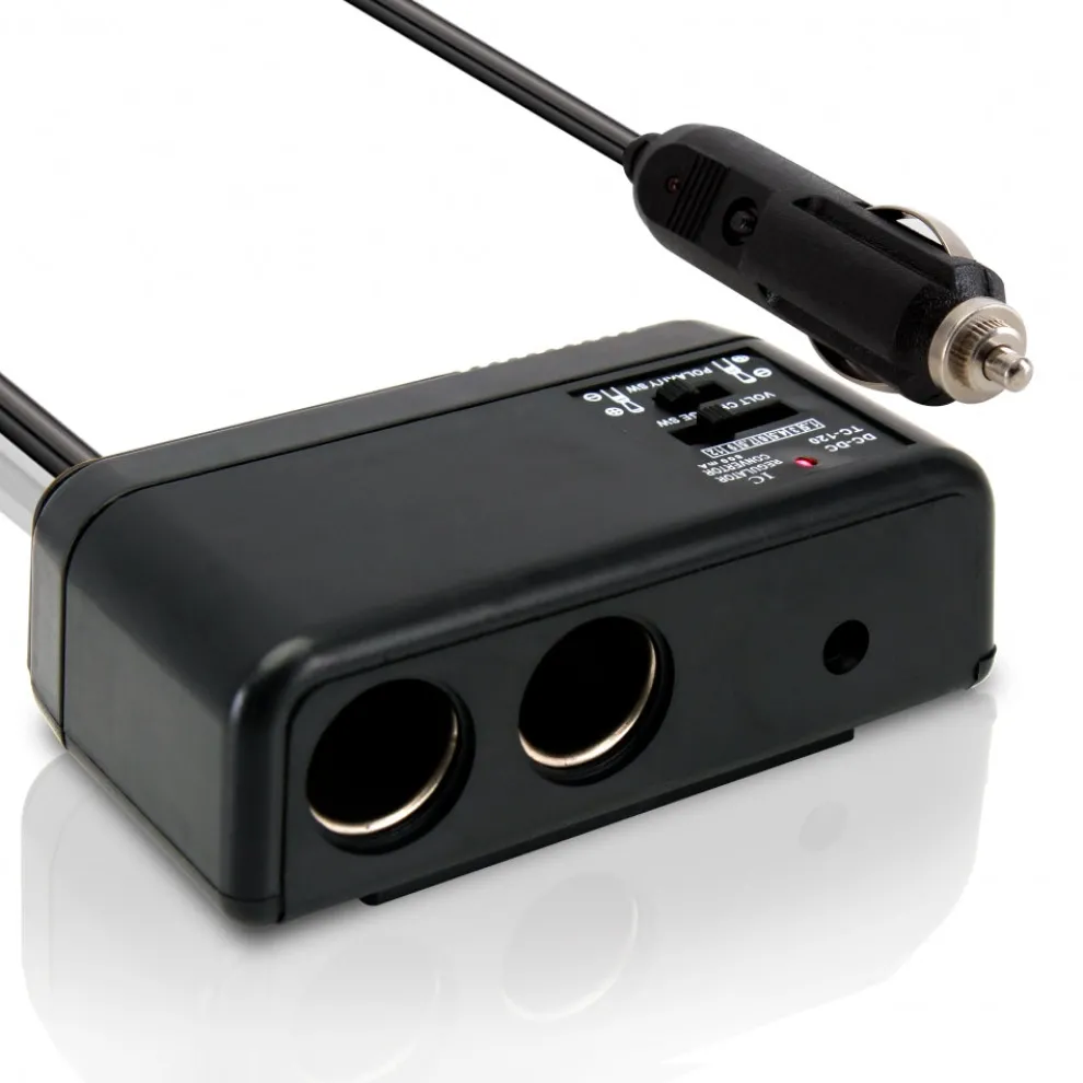Car Cigarette Lighter Splitter Dual 12V Ports Adjustable AC Voltage