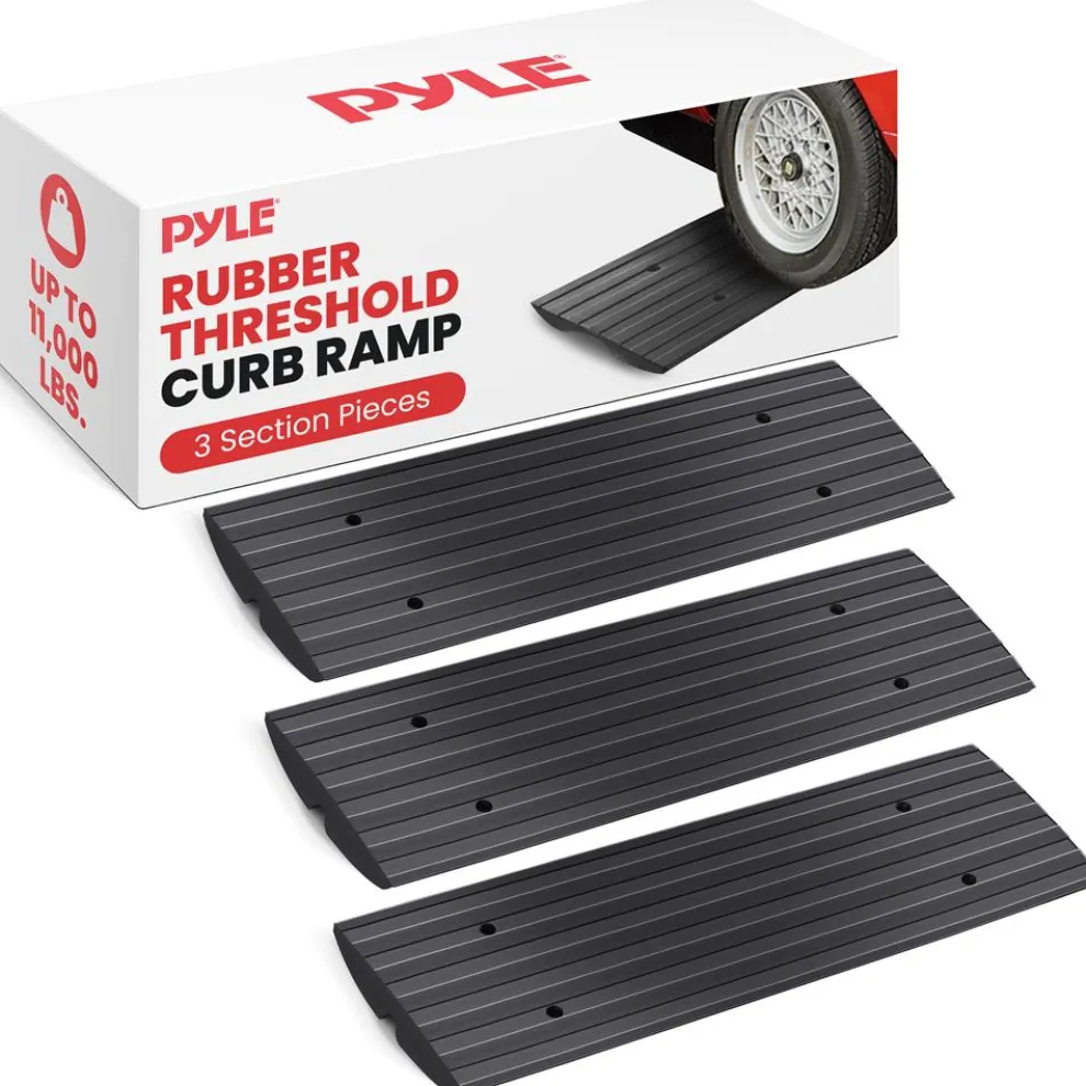 Car Driveway Ramps 3-Pack, Heavy Duty Rubber, 12ft Length, Waterproof