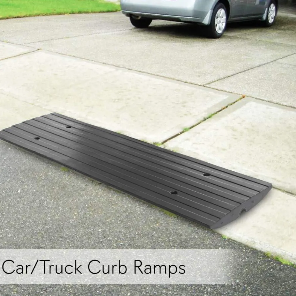 Car Driveway Ramps 3-Pack, Heavy Duty Rubber, 12ft Length, Waterproof