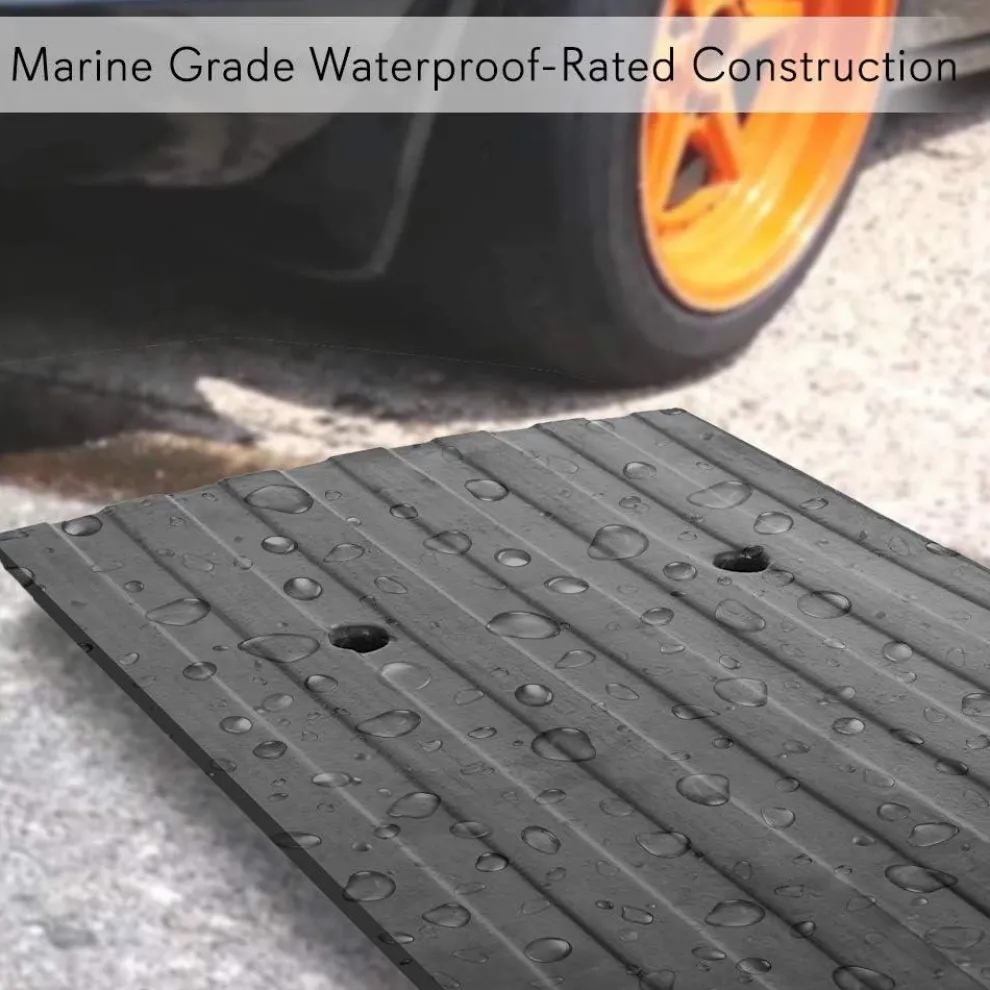 Car Driveway Ramps 3-Pack, Heavy Duty Rubber, 12ft Length, Waterproof