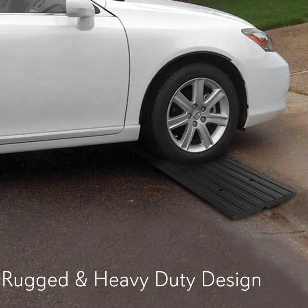 Car Driveway Ramps 3-Pack, Heavy Duty Rubber, 12ft Length, Waterproof