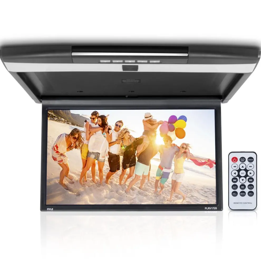 Car Overhead Monitor 1080p LCD 17.3" Flip-Down Screen HDMI/USB/SD