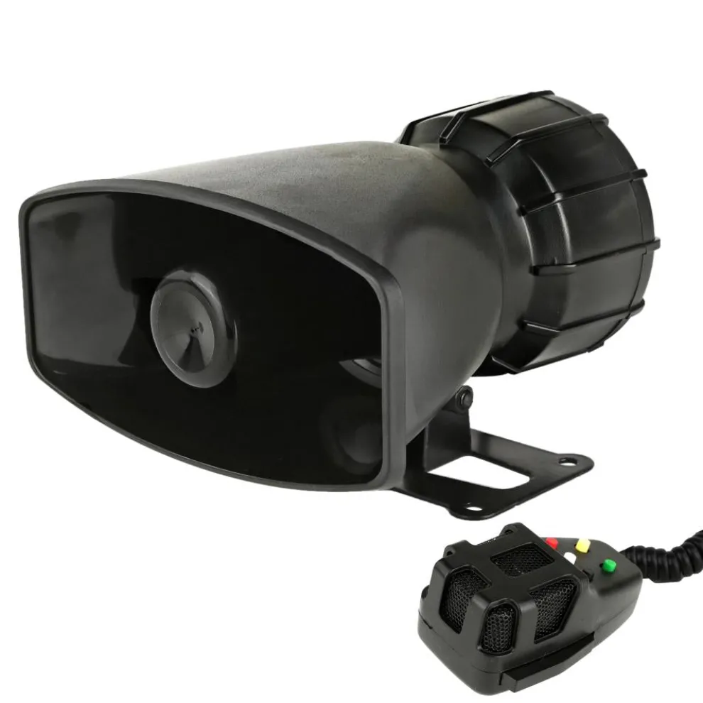 Car Siren Horn System 30W 5 Tones PA Mic Durable ABS
