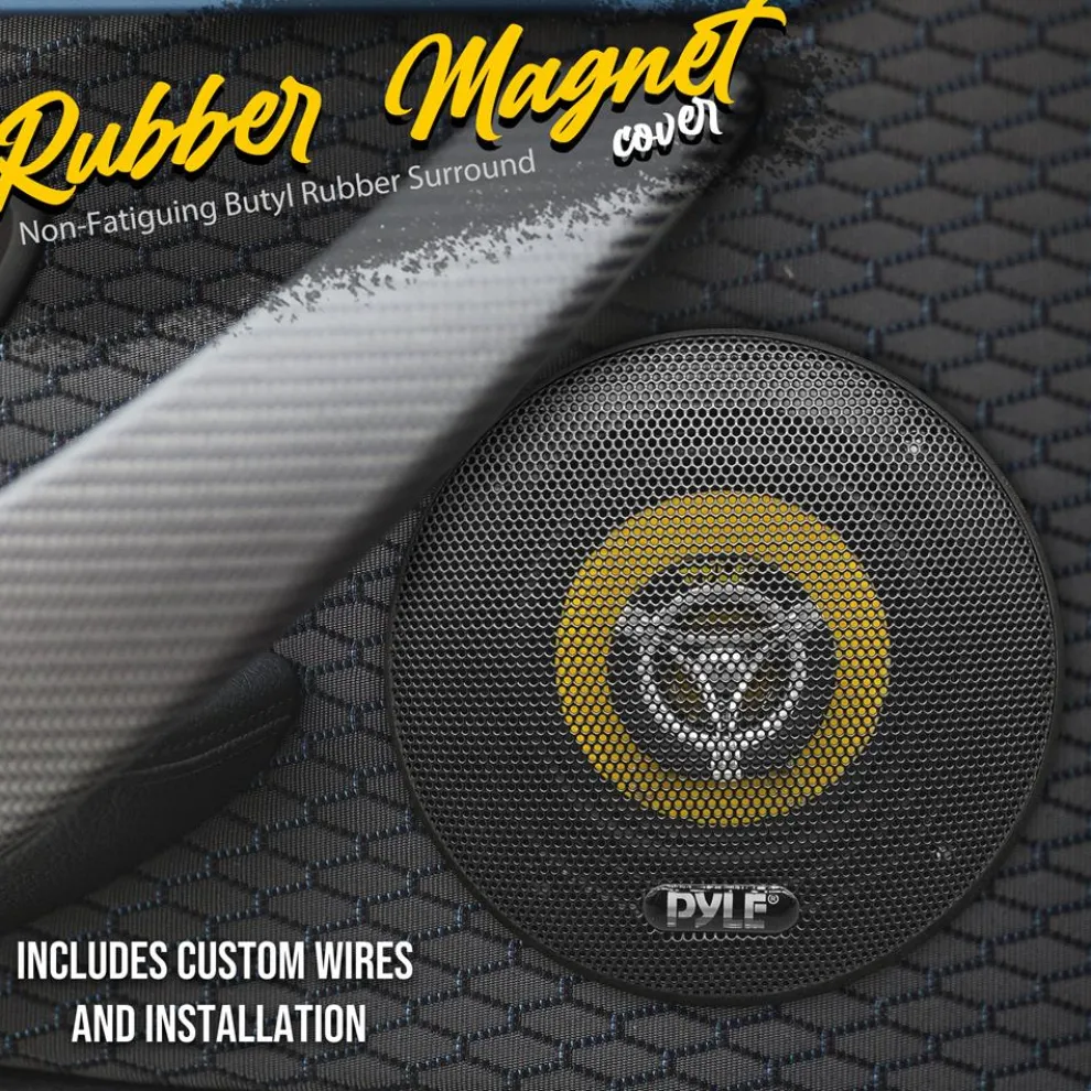 Car Speaker Pair 140W 2-Way Coaxial Yellow Poly Cone 4